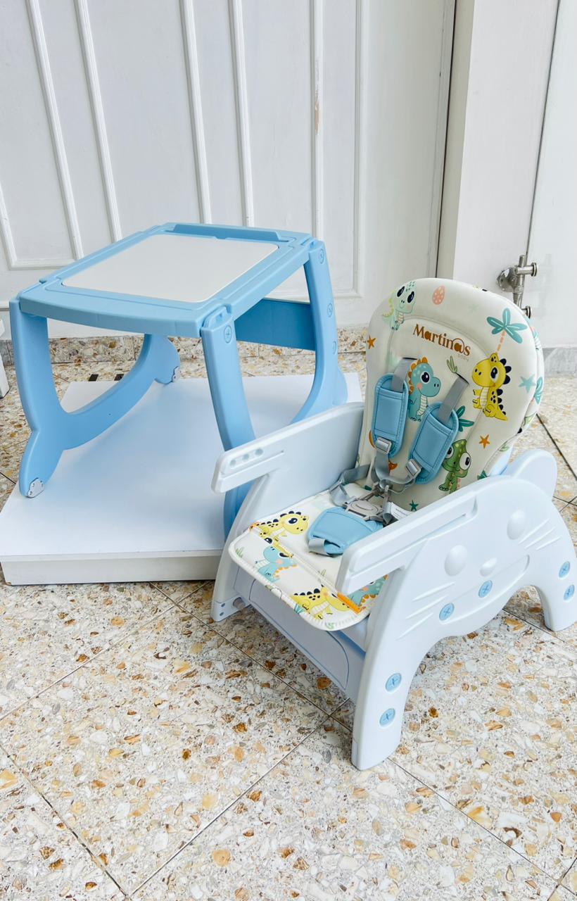 Silla de Comer Multifuncional Martinos Baby – Azul Dinos
