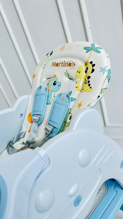 Silla de Comer Multifuncional Martinos Baby – Azul Dinos