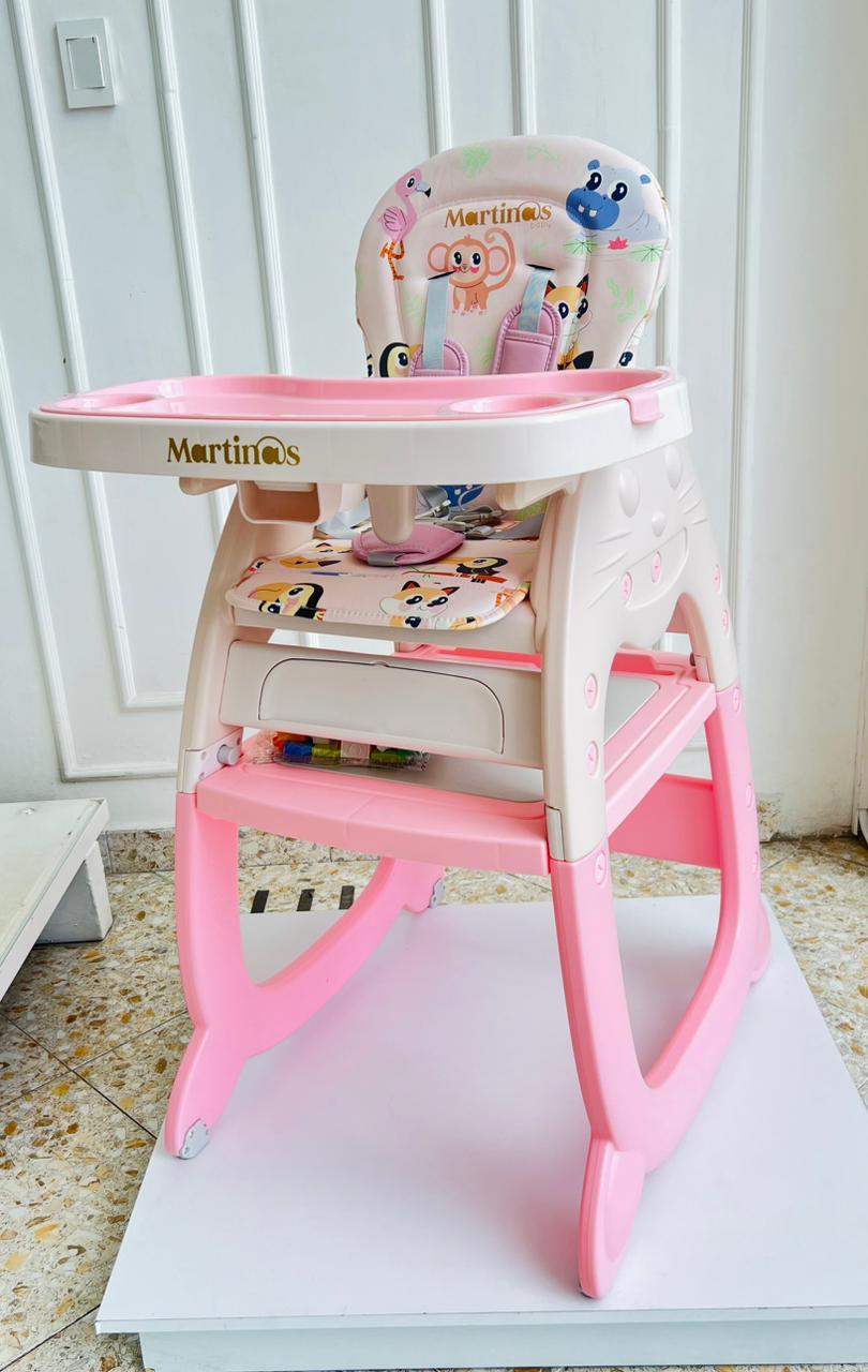 Silla de Comer Multifuncional Martinos Baby – Rosa Animales