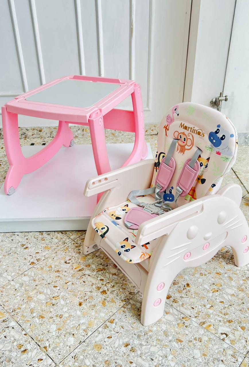 Silla de Comer Multifuncional Martinos Baby – Rosa Animales