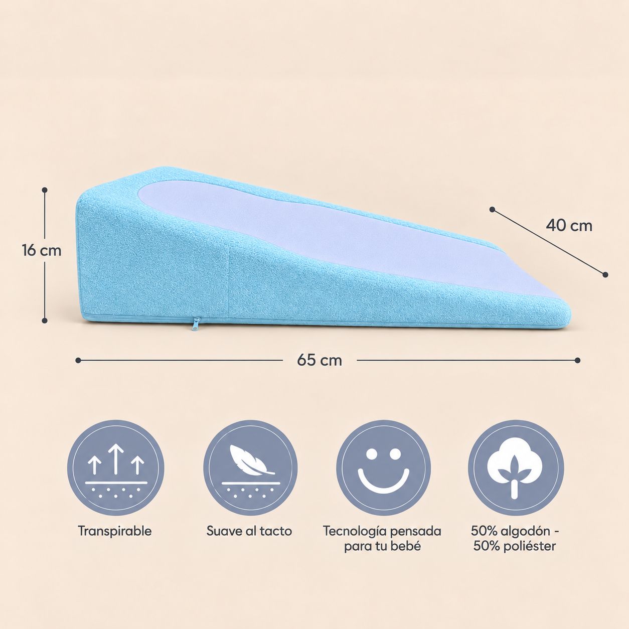 Cojín Antirreflujo para Bebé Nubba – Azul Cielo