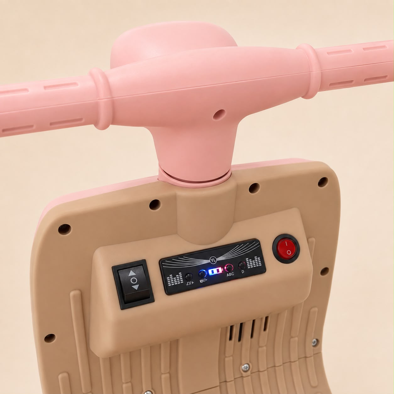 Moto scooter eléctrica niños rosa – vista completa diseño 3 ruedas estable
