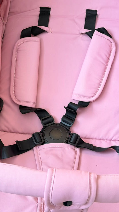 Capota rosa de coche para bebé con ventana posterior de malla
