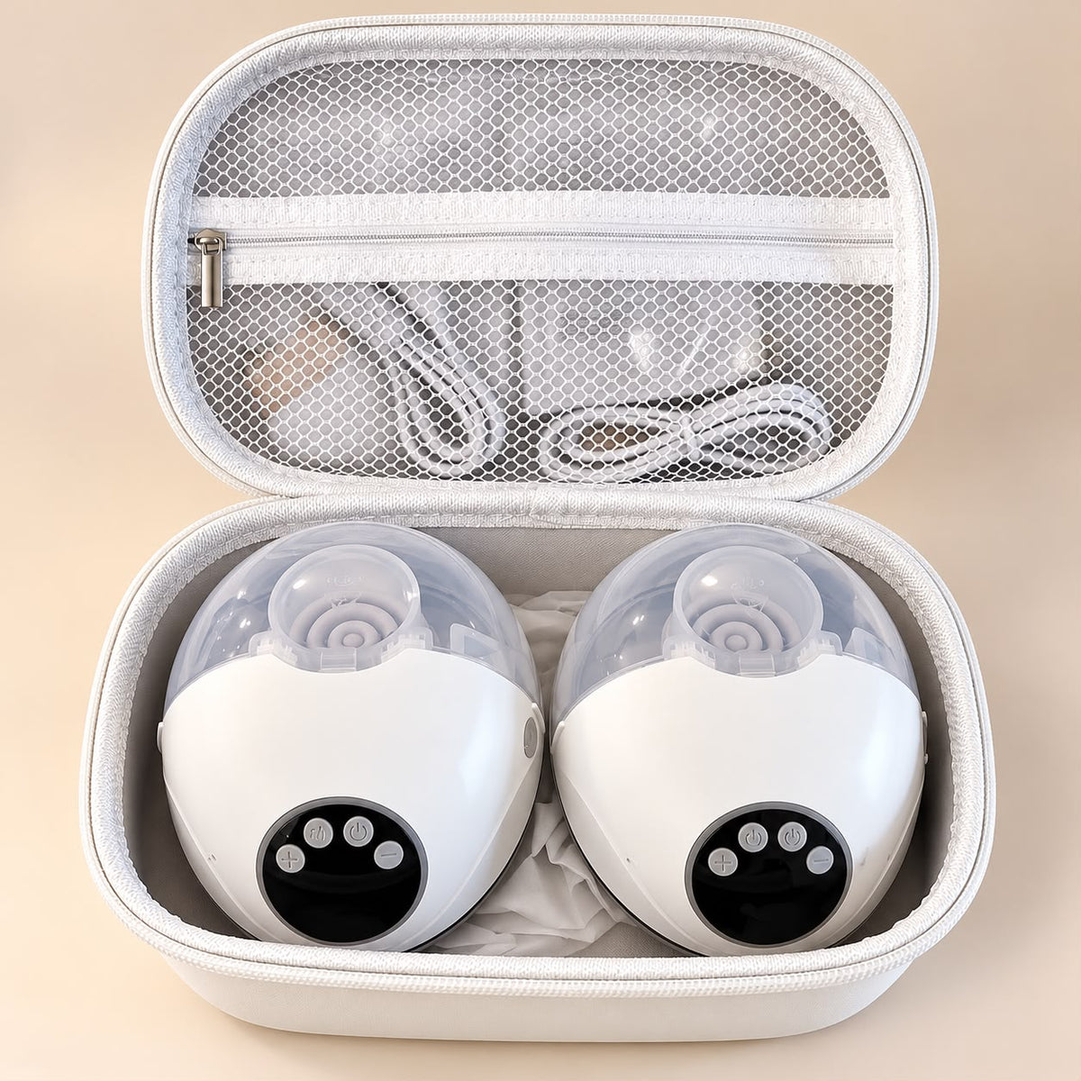 Kit de extractor eléctrico doble MY-382 blanco con estuche y accesorios