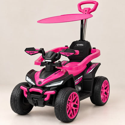 Vista frontal de la cuatrimoto infantil Boss fucsia