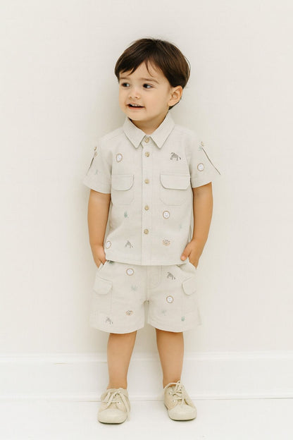 CONJUNTO EN LINO SAFARI BEBÉ FELIZ