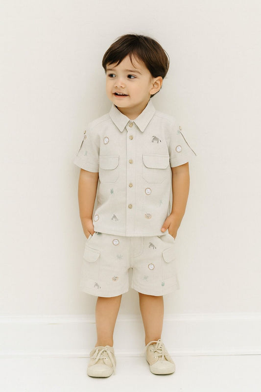 CONJUNTO EN LINO SAFARI BEBÉ FELIZ