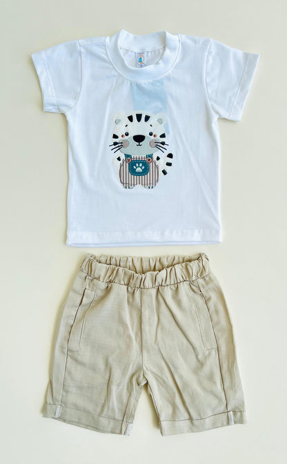 CONJUNTO CEBRITA A RAYAS BEIGE