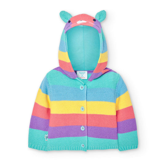 CHAQUETA TEJIDA MULTICOLOR CON CAPUCHA ANIMAL BOBOLI