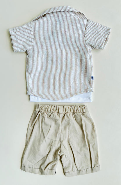 CONJUNTO CEBRITA A RAYAS BEIGE