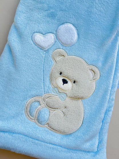 COBIJA DOBLE ACOLCHADA BABY LUNA AZUL OSO