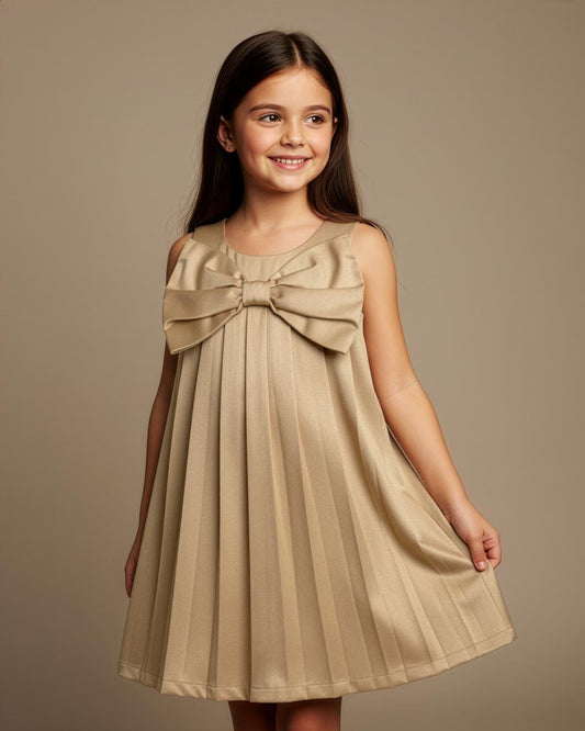 VESTIDO GOLD CON LAZO