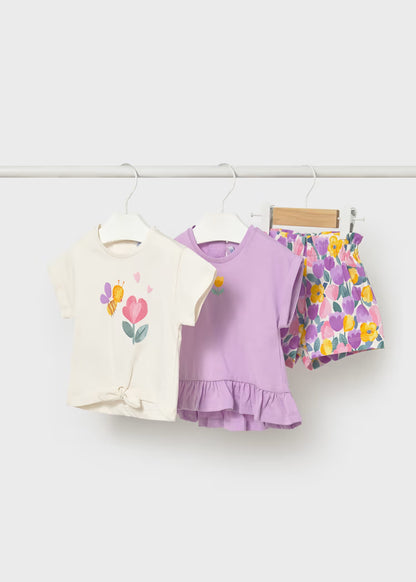 CONJUNTO 3 PIEZAS FLORAL PARA BEBÉ