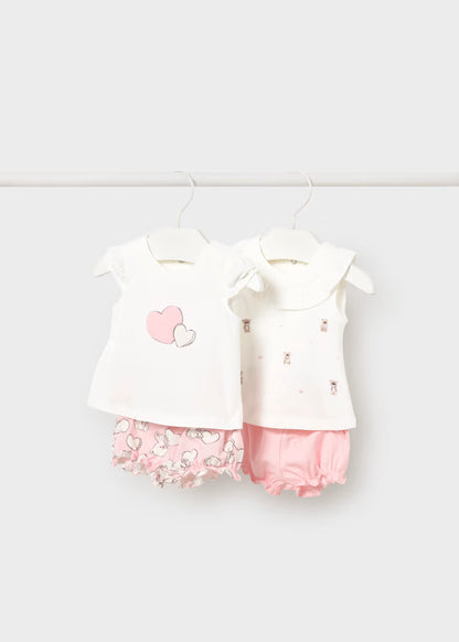 CONJUNTO 4 PIEZAS CUELLO VOLANTE PARA RECIEN NACIDA