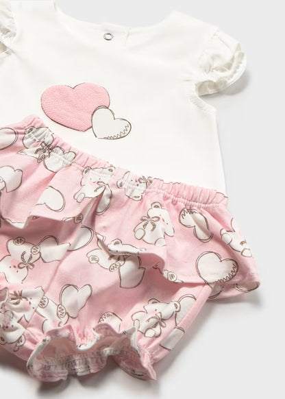 CONJUNTO 4 PIEZAS CUELLO VOLANTE PARA RECIEN NACIDA