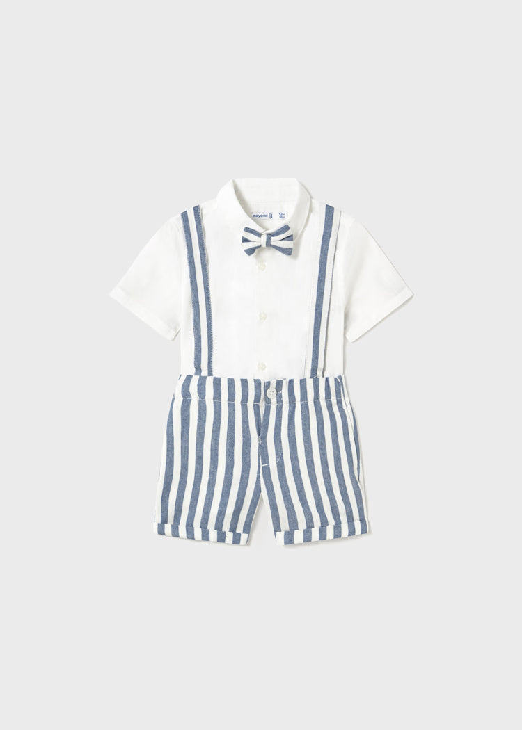 CONJUNTO BERMUDA Y CAMISA RAYAS CON PAJARITA BEBÉ MAYORAL