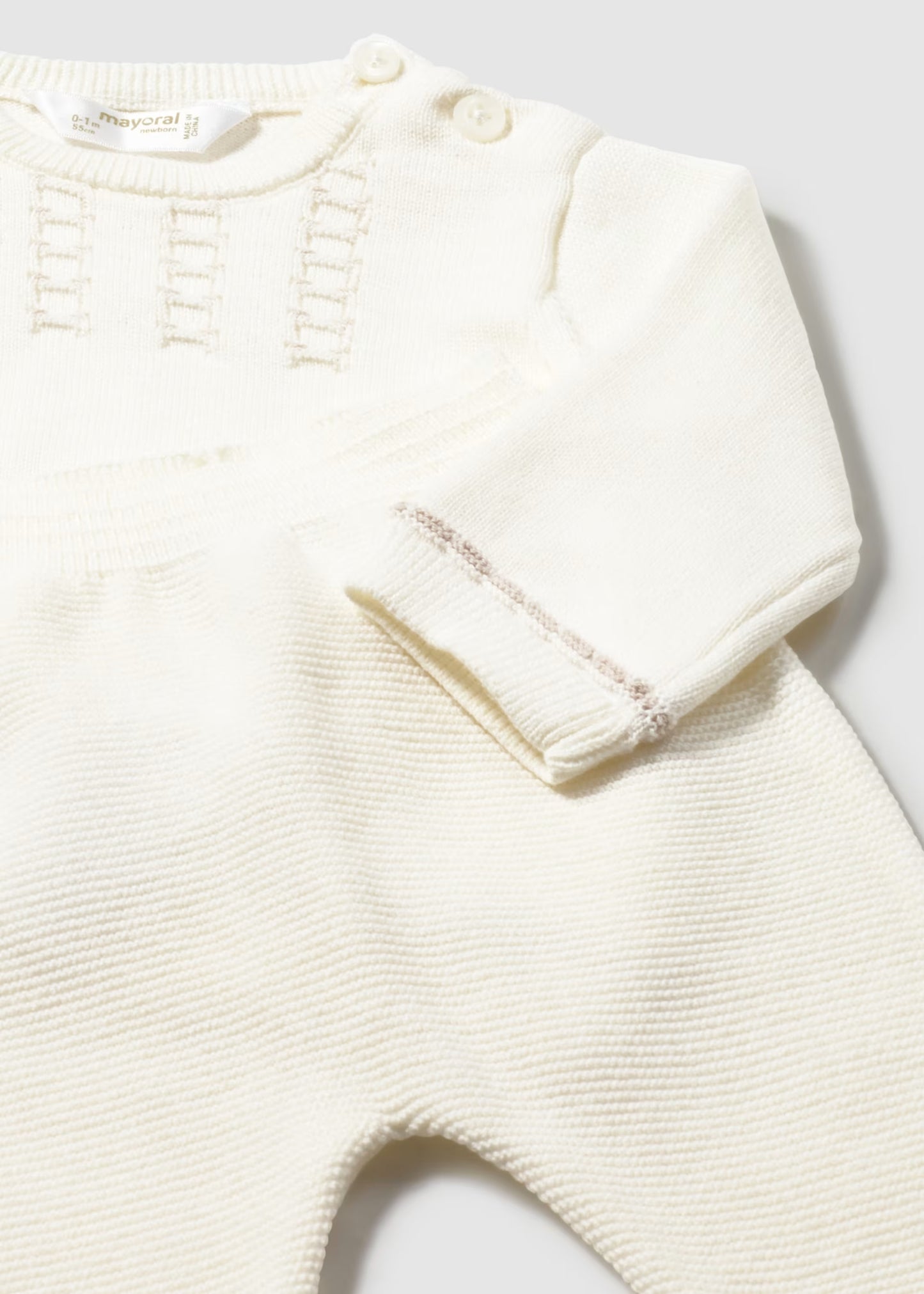 CONJUNTO POLAINA Y JERSEY TRICOT + GORRO - PARA BEBÉ RECIEN NACIDO