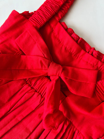 VESTIDO GOLAS ROJO MOÑO