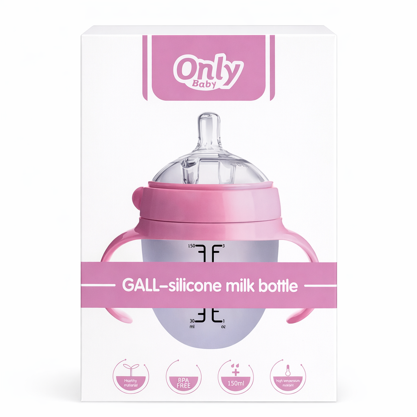 TETERO - BIBERON DE SILICONA ONLY BABY - 150ML - ROSADO