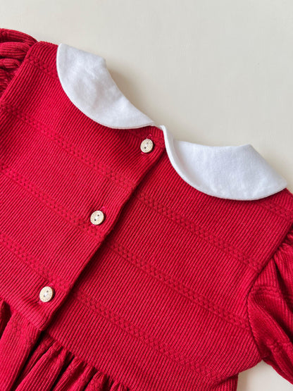 VESTIDO CLÁSICO MANGA LARGA CON CUELLO BORDADO