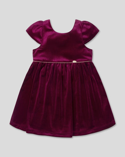 VESTIDO VELVET VINOTINTO CON DETALLES DORADOS