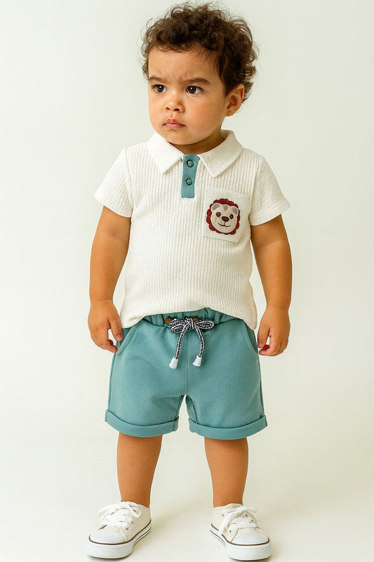 CONJUNTO INFANTIL POLO LEONCITO  VERDE