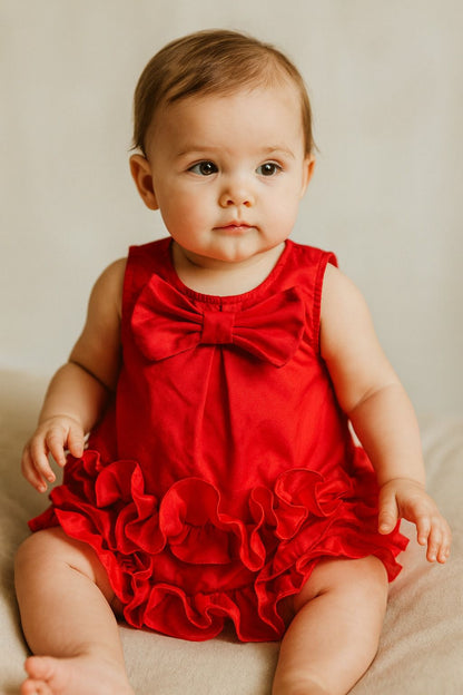 VESTIDO MOÑO TULL ROJO