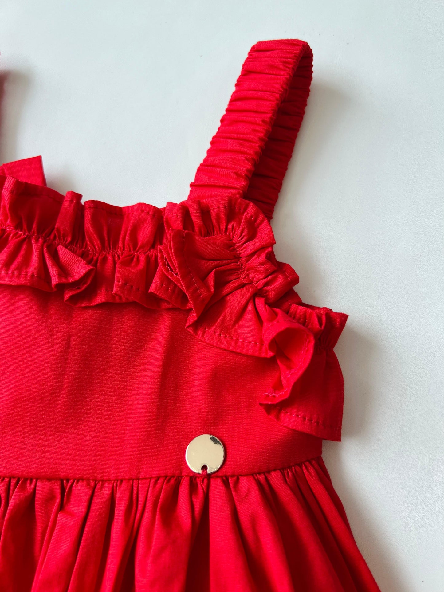 VESTIDO GOLAS ROJO MOÑO