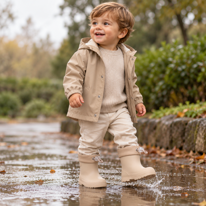 Niño usando botas de agua Igor Mendi beige