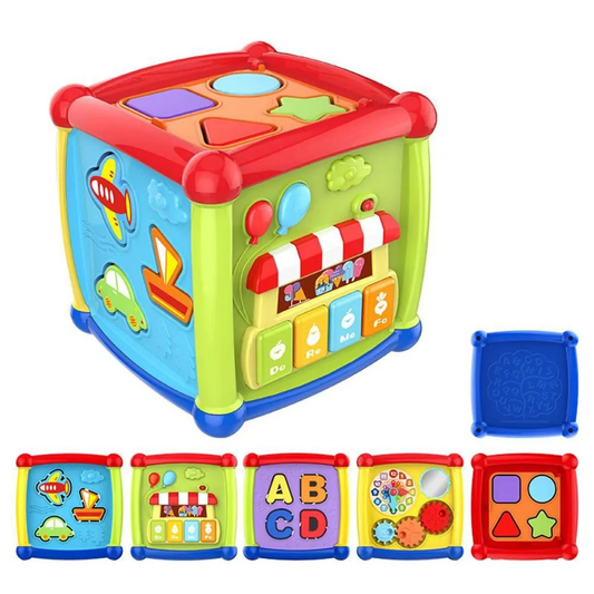 Cubo Didáctico Multifuncional 6 en 1 – Actividades Sensoriales, Musicales y de Aprendizaje