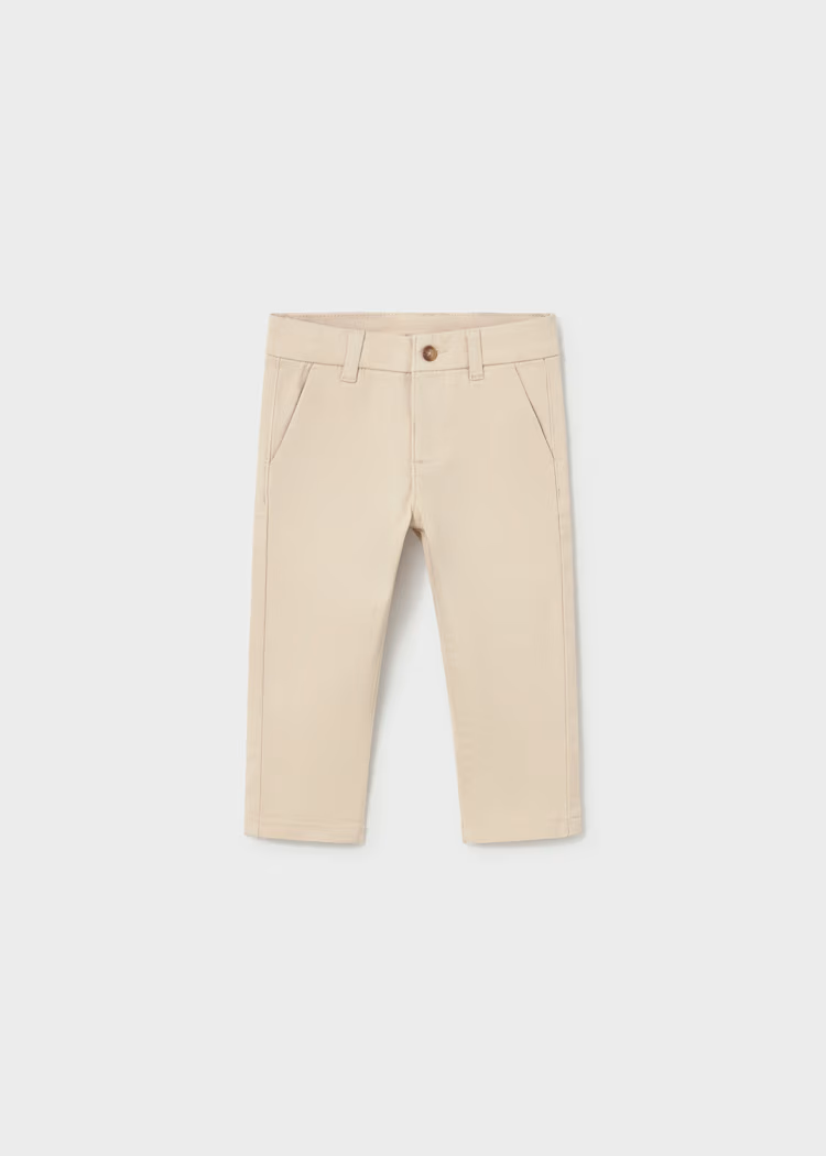 Pantalón básico tipo chino beige para bebé con bolsillos delanteros