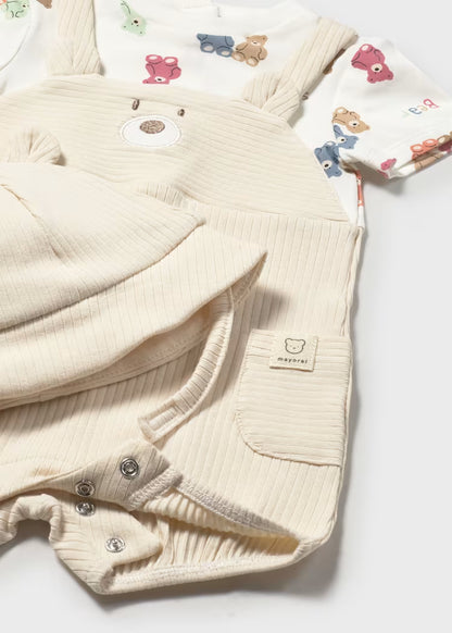 PELELE PETO SIMULADO OSITO CON GORRO PARA RECIEN NACIDO