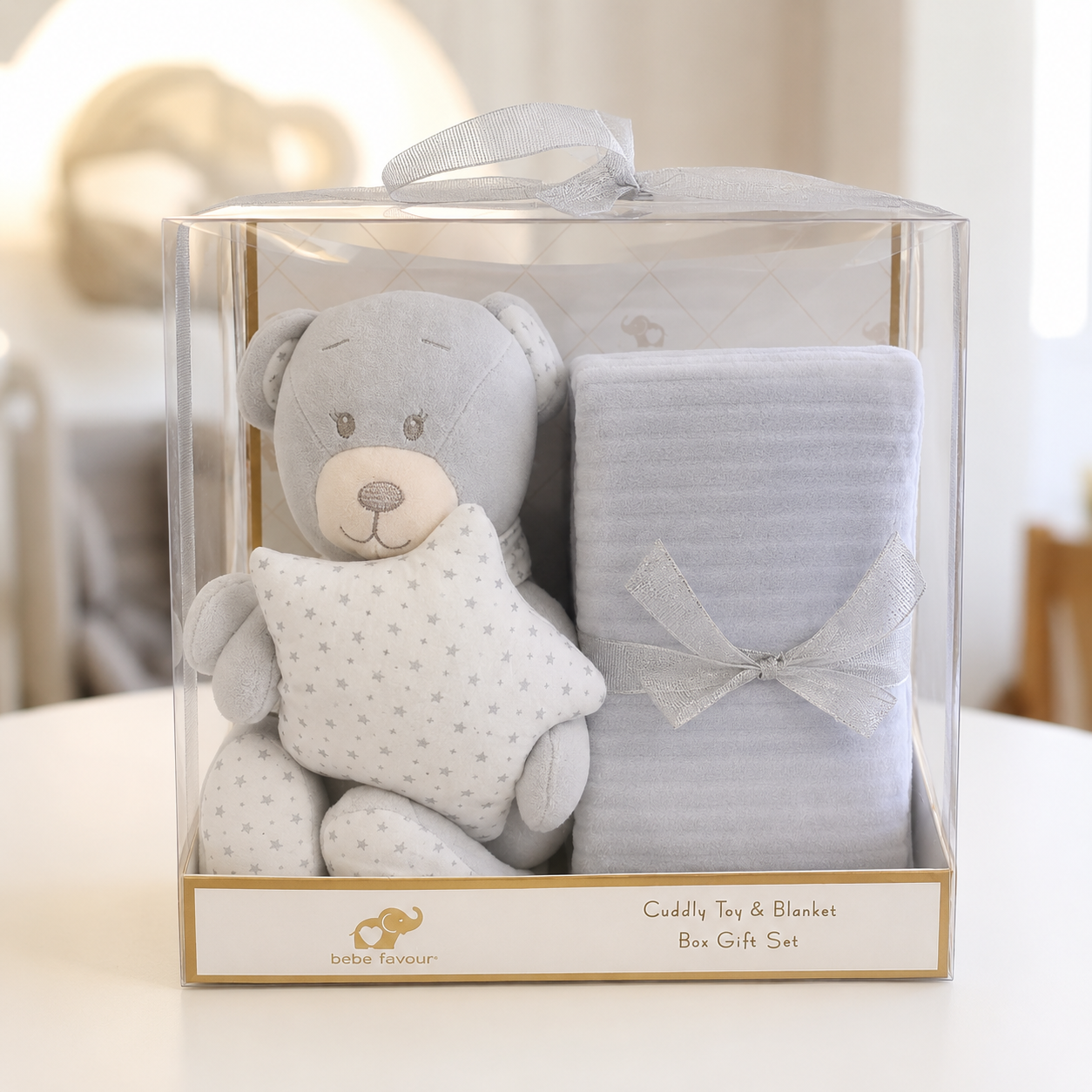 Set Regalo Cobija + Peluche de Apego Osito Gris