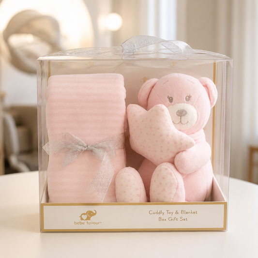 Set Regalo Cobija + Peluche de Apego Osito Rosa Mara Baby