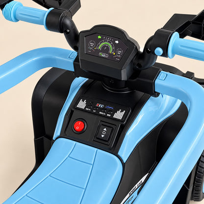 Cuatrimoto infantil BOSS azul con techo y mango de empuje